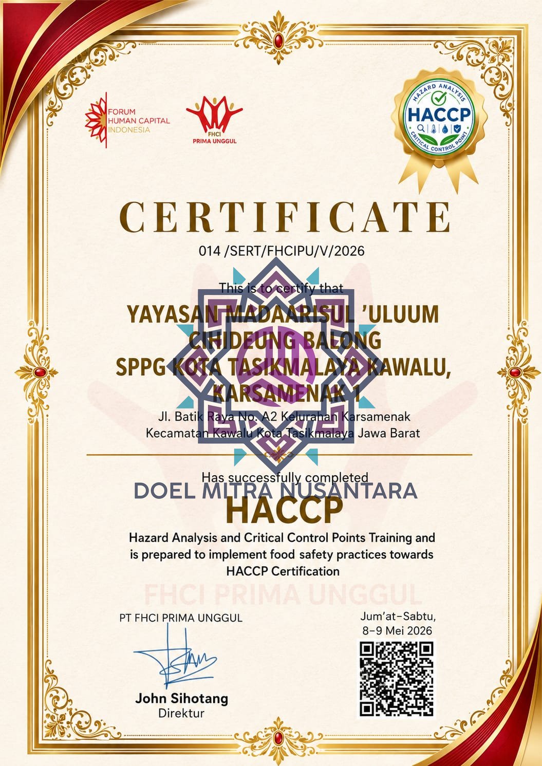 HACCP SPPG KOTA TASIKMALAYA KAWALU, KARSAMENAK 1