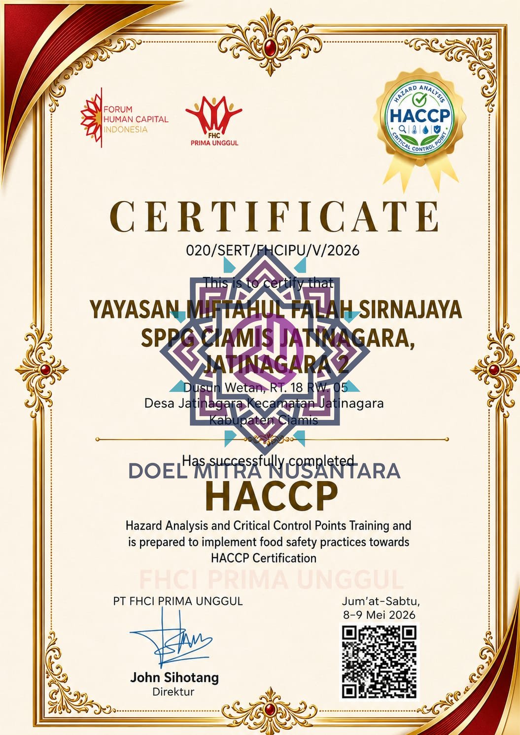 HACCP SPPG SPPG CIAMIS JATINAGARA, JATINAGARA 2