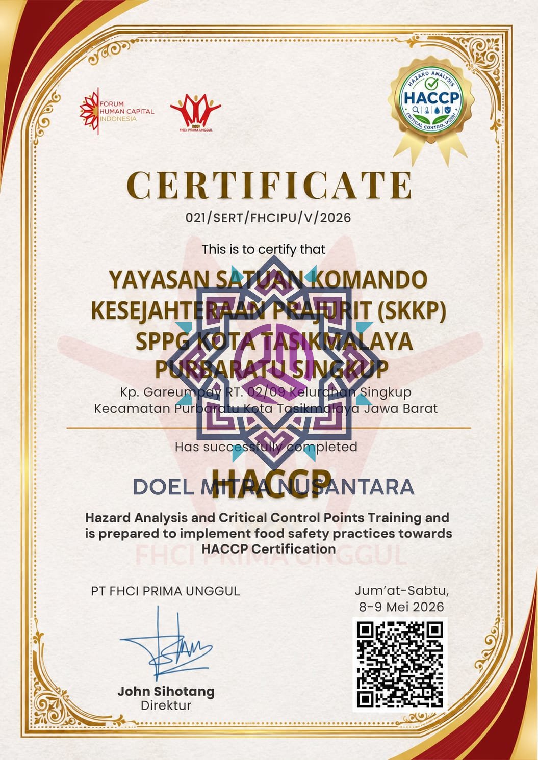 HACCP SPPG KOTA TASIKMALAYA PURBARATU SINGKUP